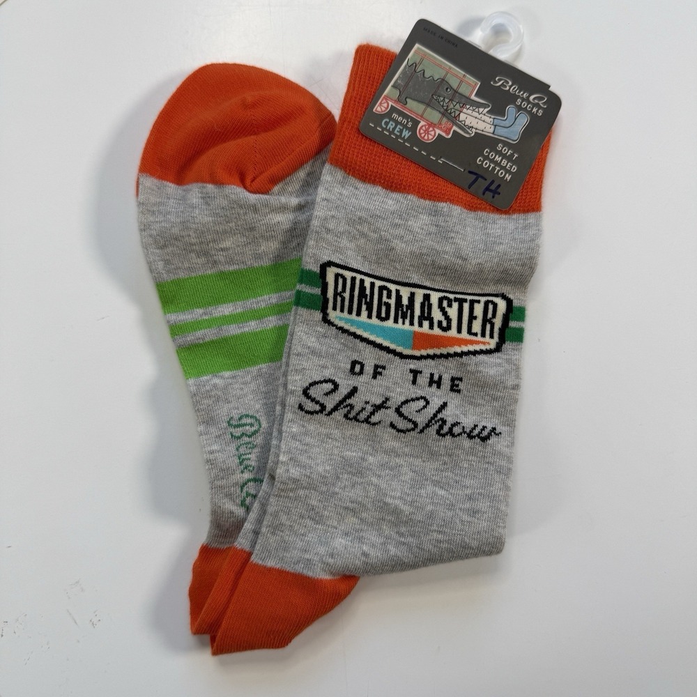 Blue Q Ringmaster Of The‎ Sh*t Show Mens Crew Socks Size 7-12 Funny Gag Gift